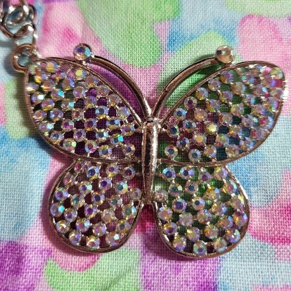 Butterfly Key/Purse Charm Silvertone - Picture 2 of 5